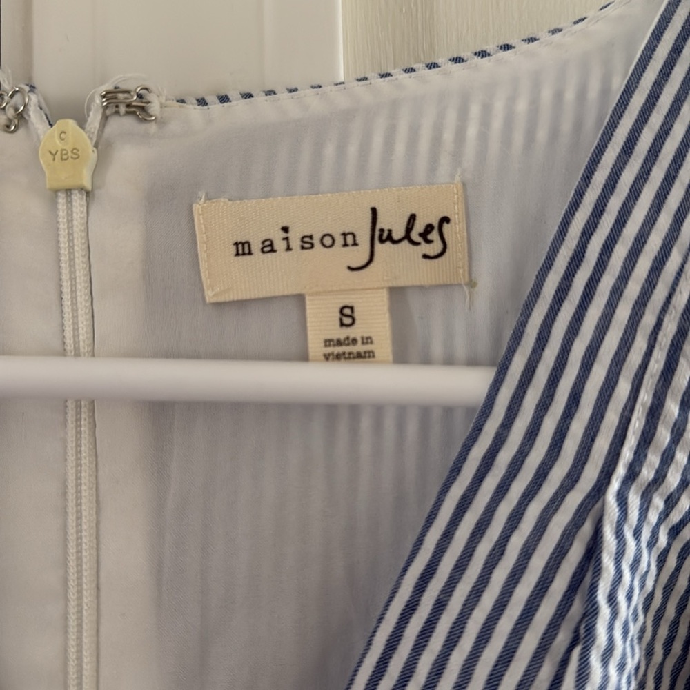 Maison Jules Blue and White Striped Wrap Dress - Picture 2 of 2